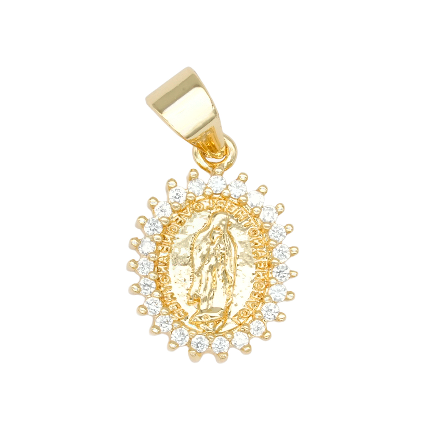 RODIO DORADO DIJE VIRGEN MILAGROSA ZIRCON 14*11MM 1