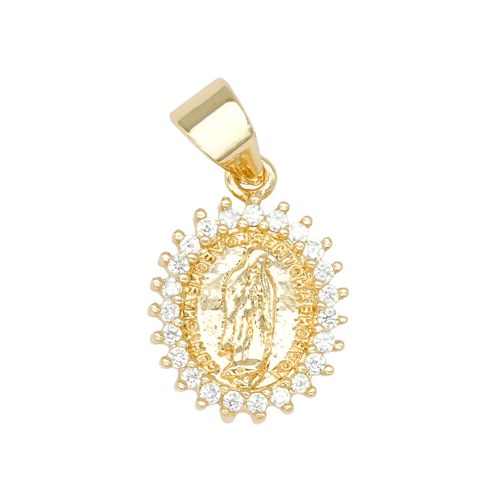 RODIO DORADO DIJE VIRGEN MILAGROSA ZIRCON 14*11MM 1