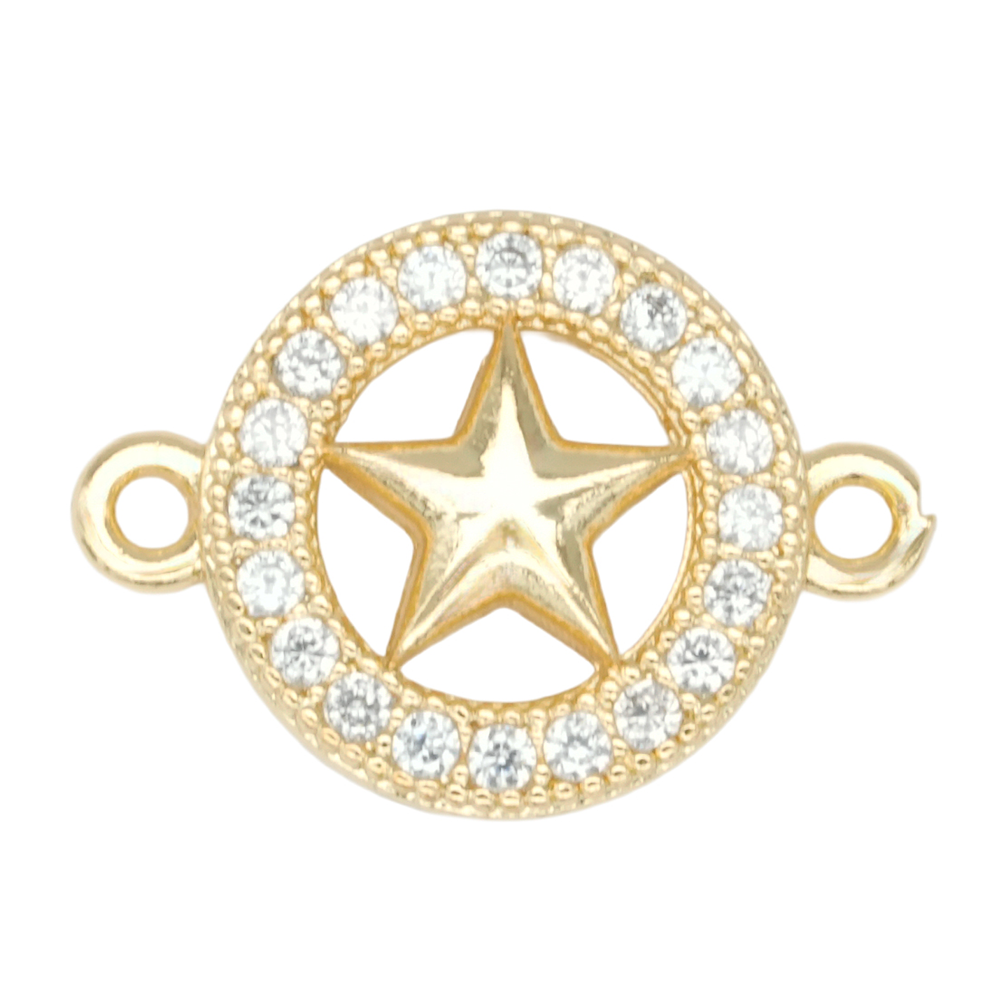 RODIO DORADO CENTRO CIRCULO ESTRELLA ZIRCON BLANCO 11MM 1