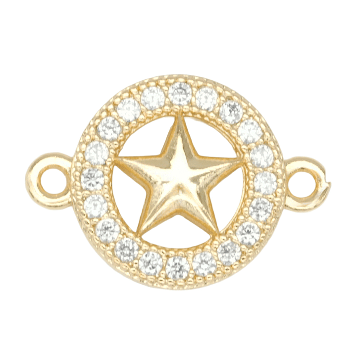 RODIO DORADO CENTRO CIRCULO ESTRELLA ZIRCON BLANCO 11MM 1