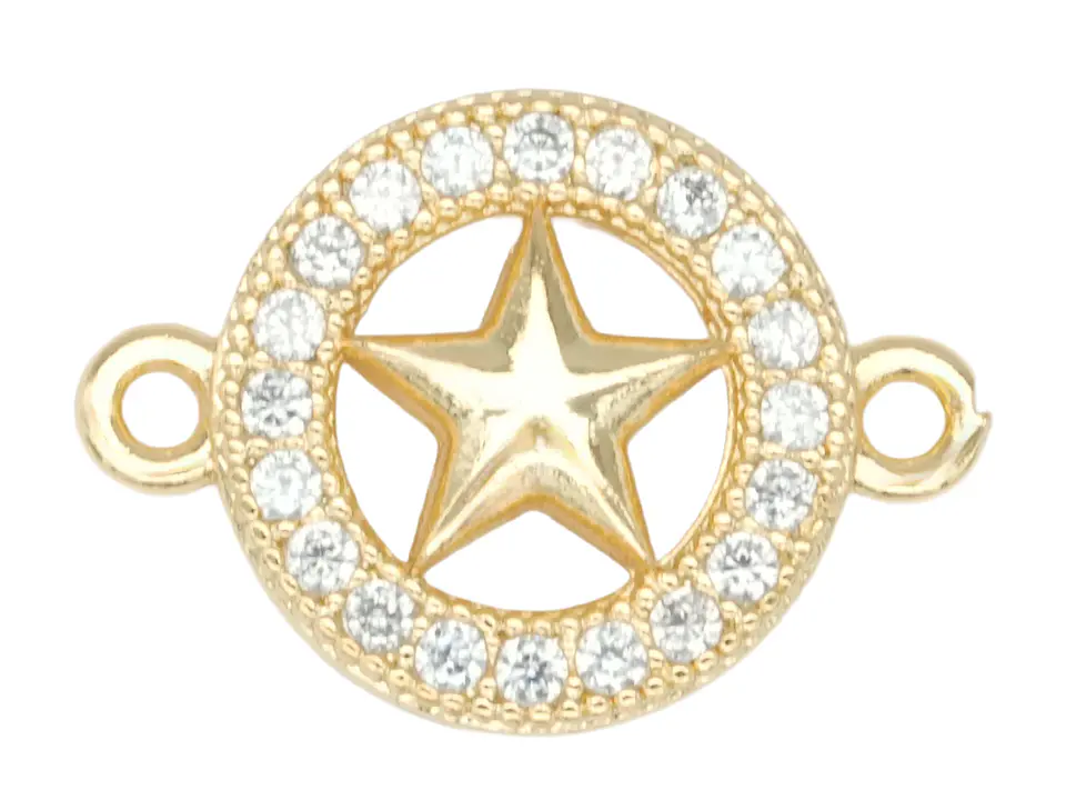 RODIO DORADO CENTRO CIRCULO ESTRELLA ZIRCON BLANCO 11MM 1