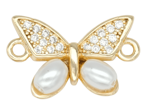 RODIO DORADO CENTRO MARIPOSA PERLA ZIRCON 10*16MM