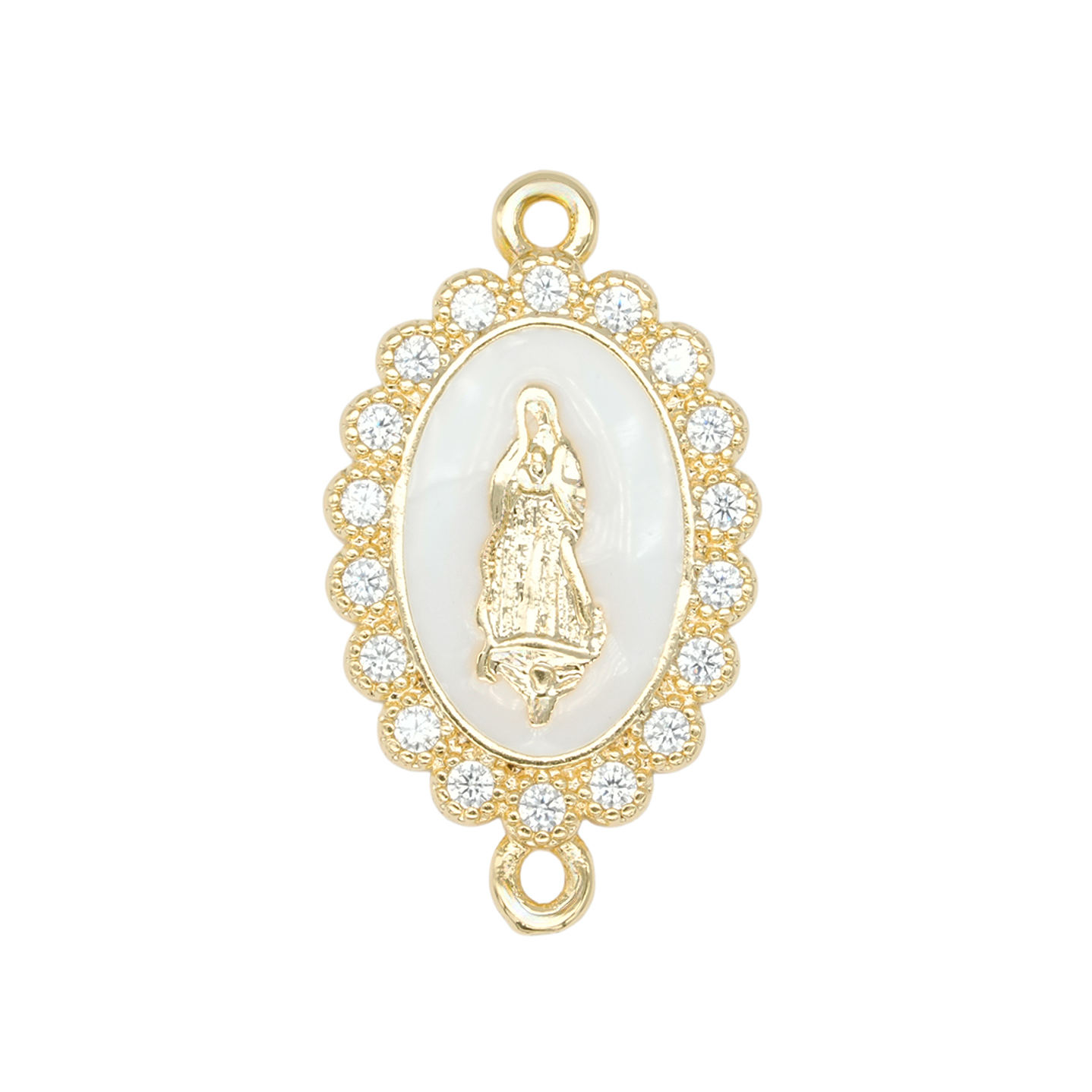 RODIO DORADO CENTRO VIRGEN GUADALUPE BLANCO ZIRCON 25*14MM 1