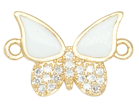 RODIO DORADO CENTRO MARIPOSA BLANCO ZIRCON 12*18MM