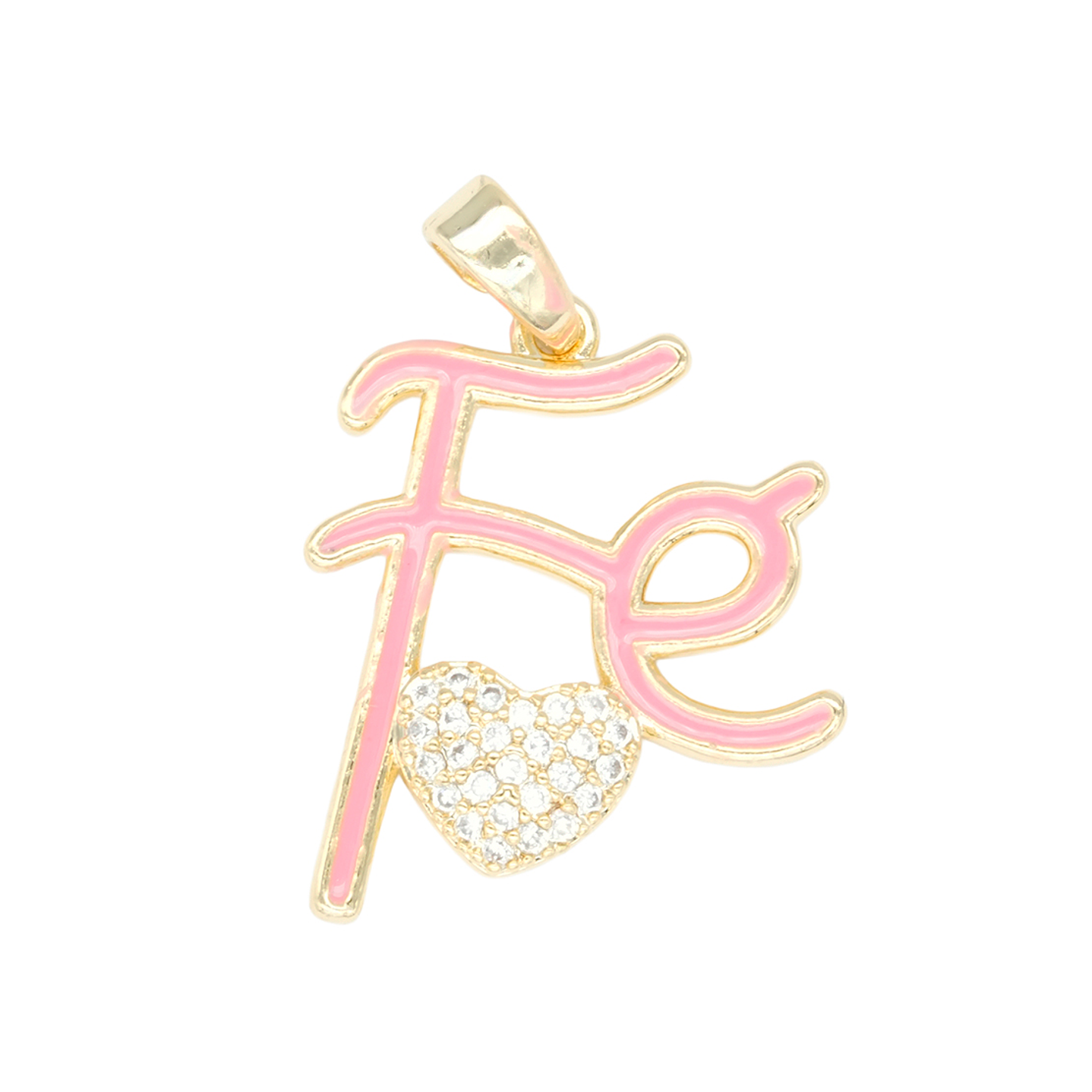 RODIO DORADO DIJE FE CORAZON ROSADO ZIRCON 20*17MM 1