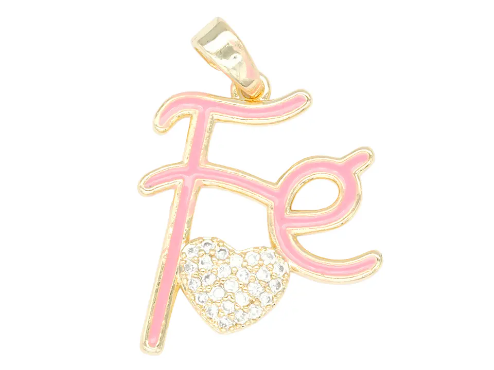 RODIO DORADO DIJE FE CORAZON ROSADO ZIRCON 20*17MM 1