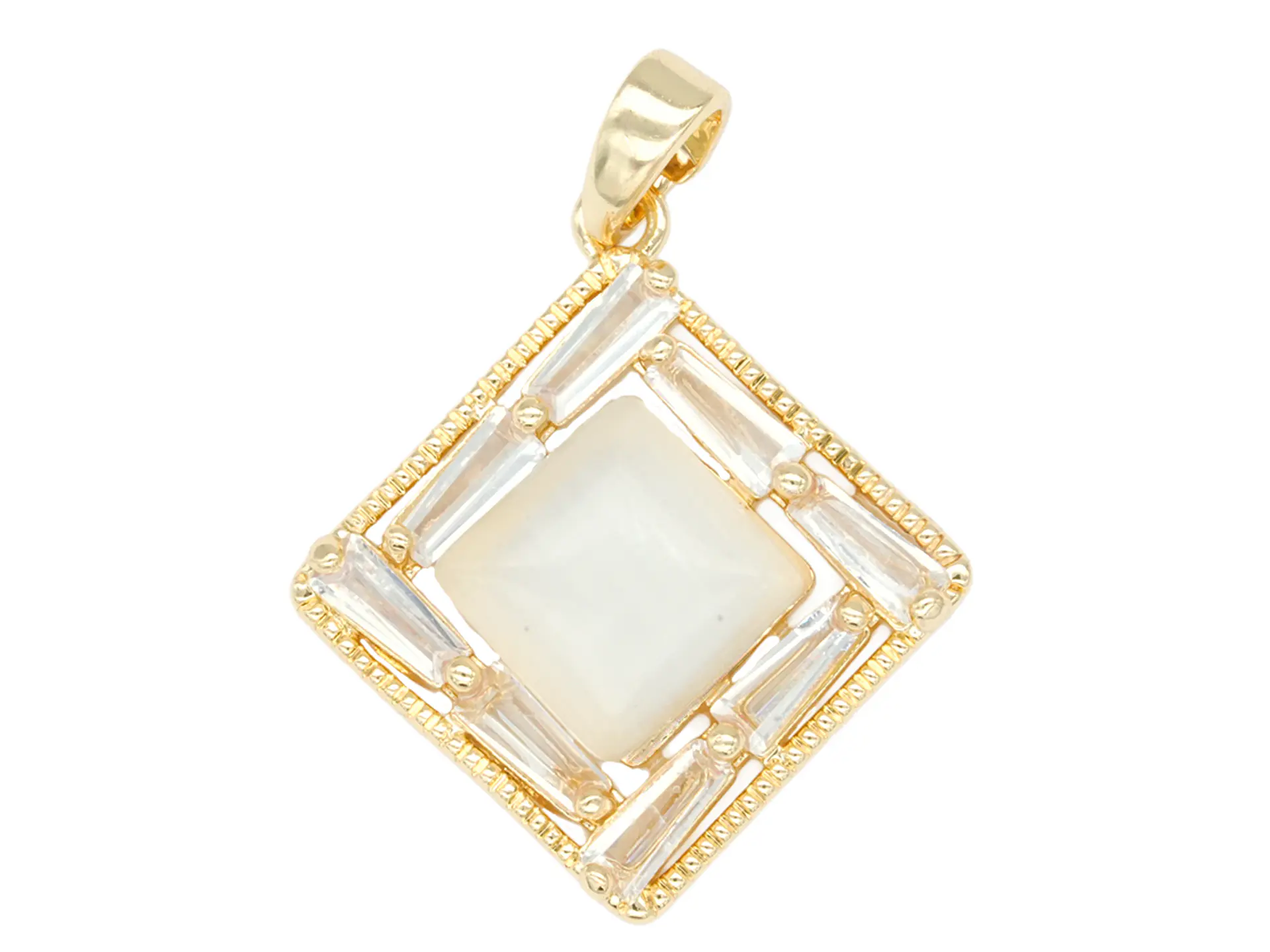 RODIO DORADO DIJE ROMBO OJO DE GATO ZIRCON 22*19MM 1