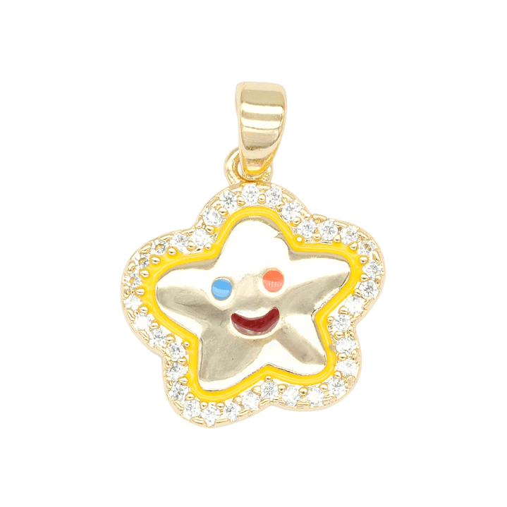 RODIO DORADO DIJE ESTRELLA MAR CARA ZIRCON MIX 15*15MM 1