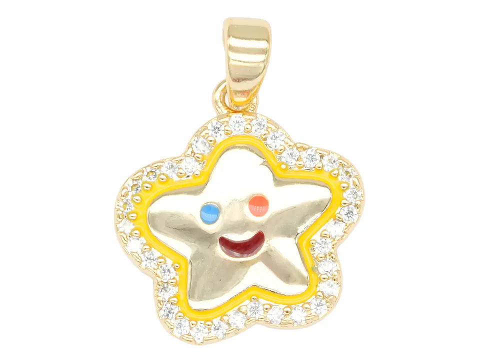 RODIO DORADO DIJE ESTRELLA MAR CARA ZIRCON MIX 15*15MM 1