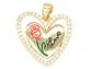 RODIO DORADO DIJE CORAZON ROSA LOVE ROJA ZIRCON 15*15MM - thumbnail 1