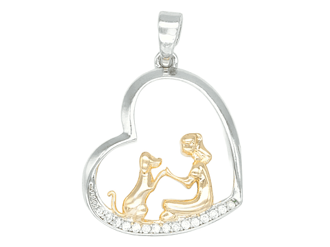 RODIO DORADO PLATEADO DIJE PERRO NIÑA ZIRCON 20*17MM