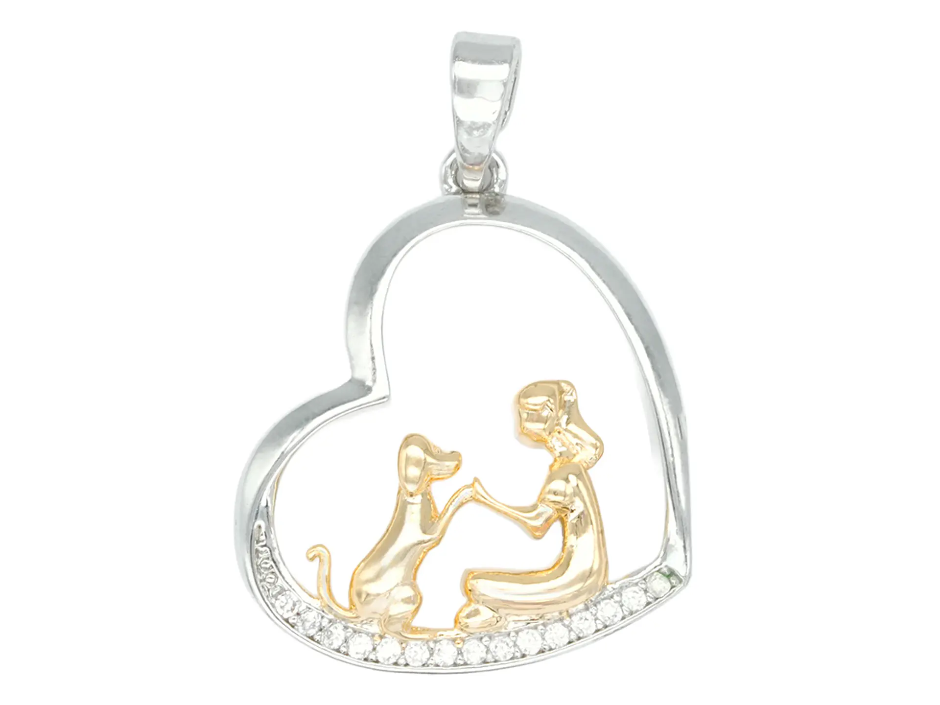 RODIO DORADO PLATEADO DIJE PERRO NIÑA ZIRCON 20*17MM 1