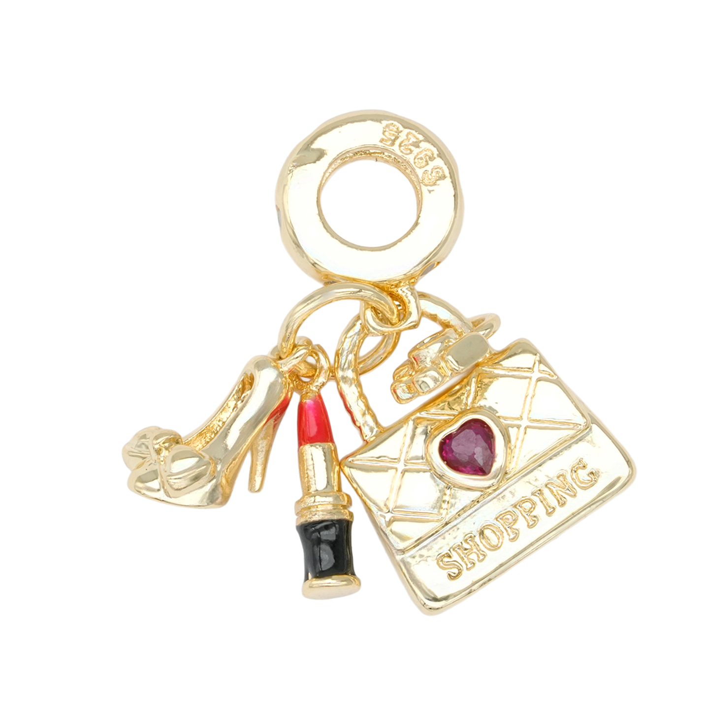 RODIO DORADO DIJE CHARM CARTERA LABIAL TACON FLOR 27*12MM 1