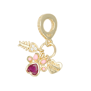 RODIO DORADO DIJE CHARM HUELLA CORAZON PEZ 22*12MM