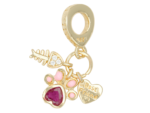 RODIO DORADO DIJE CHARM HUELLA CORAZON PEZ 22*12MM