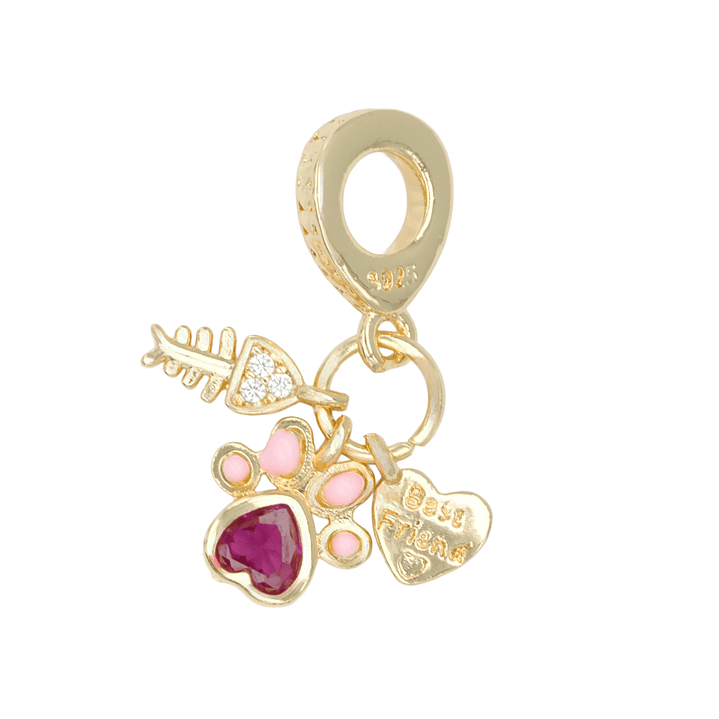 RODIO DORADO DIJE CHARM HUELLA CORAZON PEZ 22*12MM 1