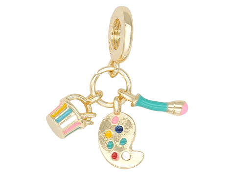 RODIO DORADO DIJE CHARM PINCEL BALDE PINTURA 22*12MM