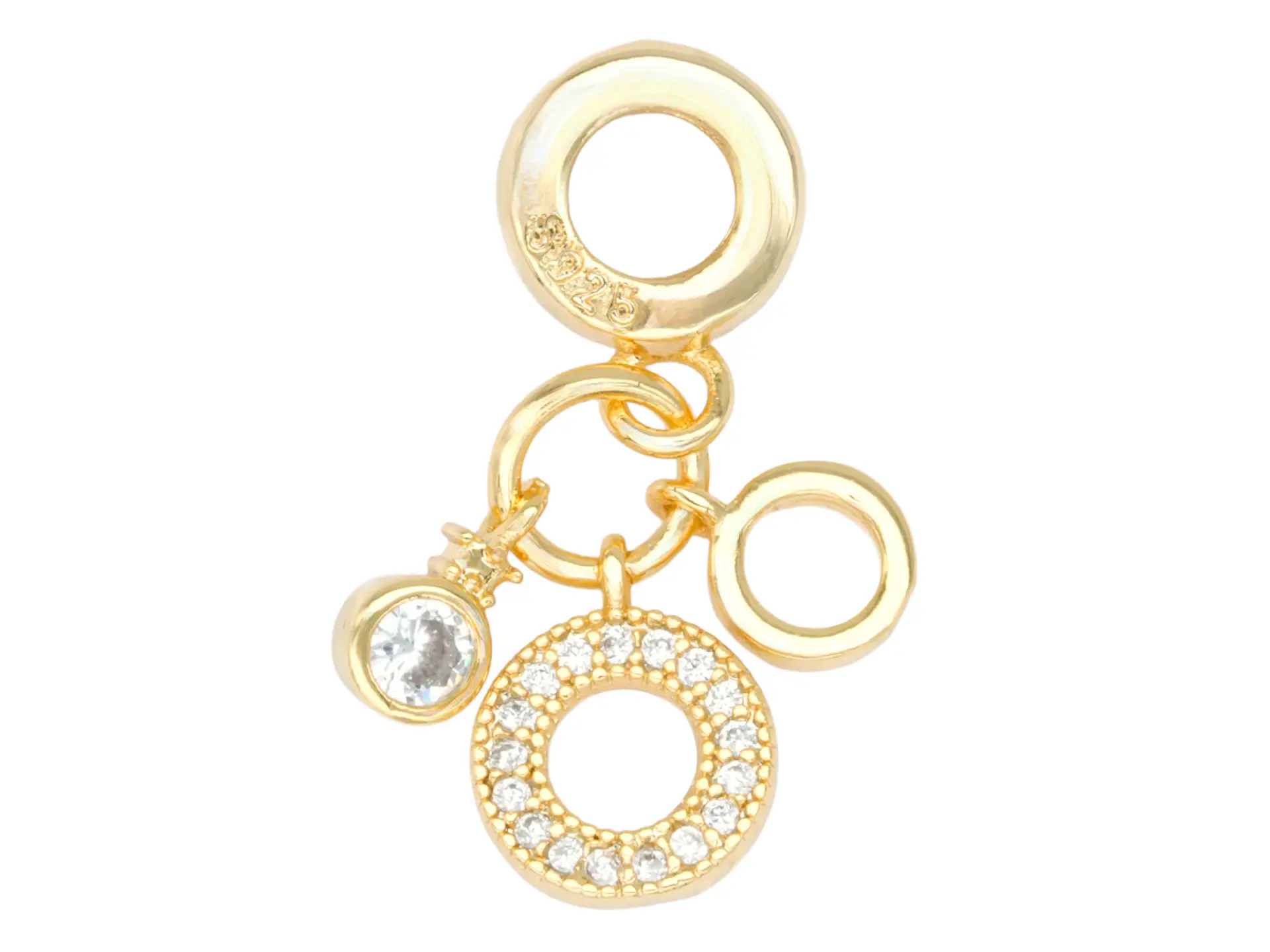 RODIO DORADO DIJE CHARM AROS ZIRCON 22*10MM 1