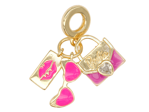 RODIO DORADO DIJE CHARM FUCSIA CARTERA BOCA GAFAS 22*10MM