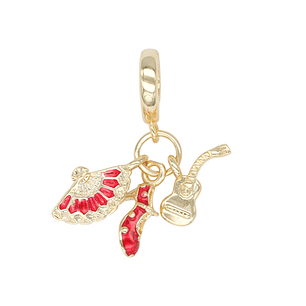 RODIO DORADO DIJE CHARM GUITARRA AVANICO TACON 25*12MM