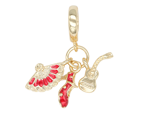 RODIO DORADO DIJE CHARM GUITARRA AVANICO TACON 25*12MM