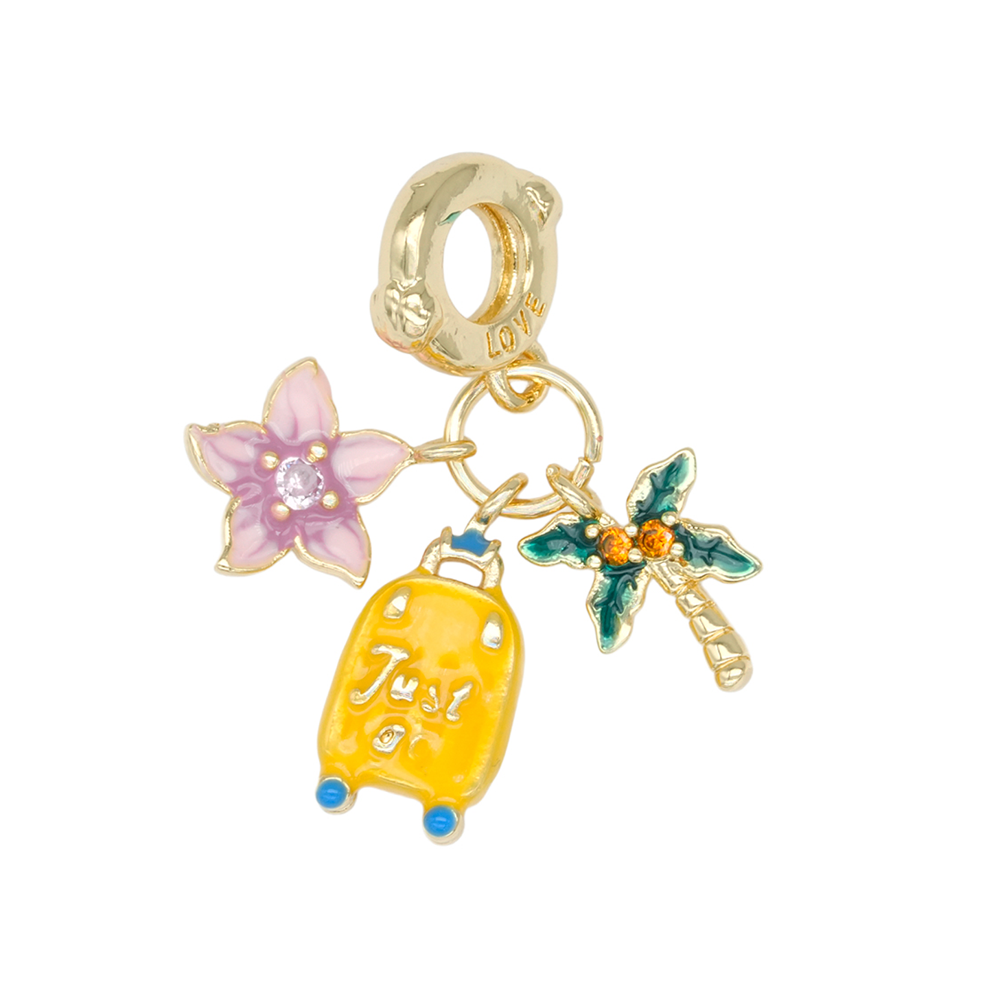 RODIO DORADO DIJE CHARM MALETA PALMA FLOR 22*12MM 1