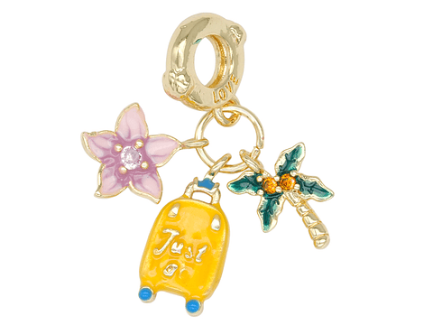 RODIO DORADO DIJE CHARM MALETA PALMA FLOR 22*12MM