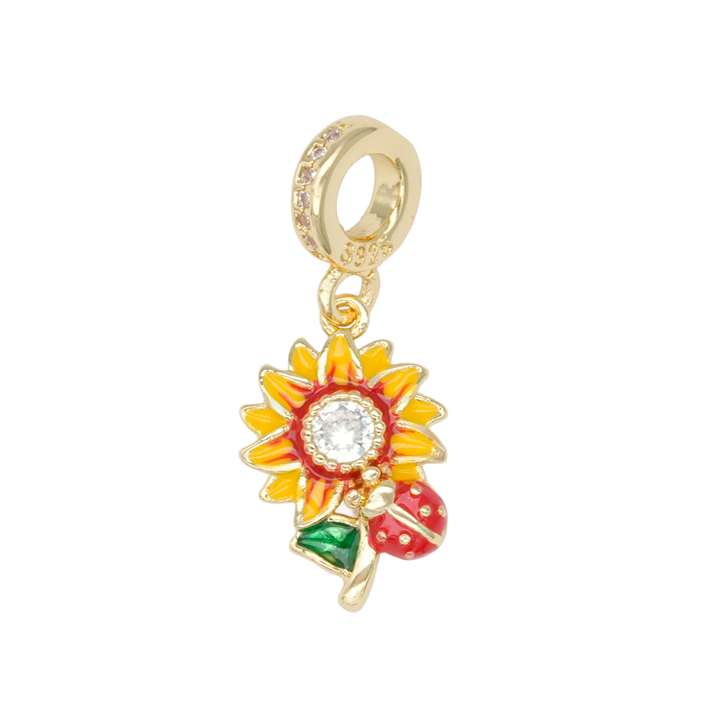 RODIO DORADO DIJE CHARM GIRASOL 22*10MM 1