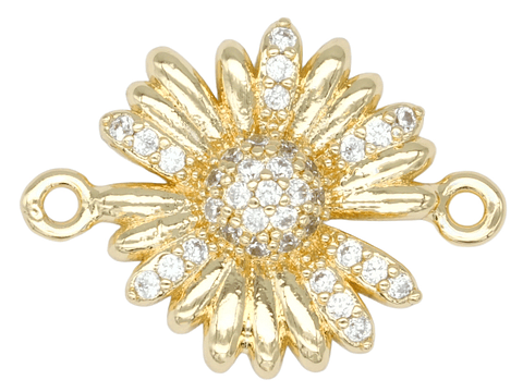 RODIO DORADO CENTRO GIRASOL ZIRCON 20*14MM