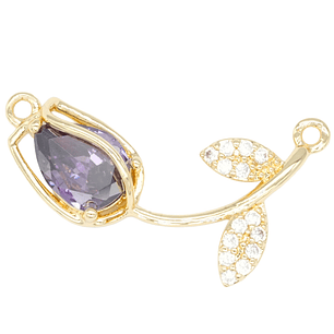 RODIO DORADO CENTRO TULIPAN MORADO ZIRCON 27*11MM