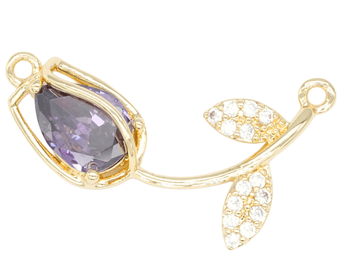 RODIO DORADO CENTRO TULIPAN MORADO ZIRCON 27*11MM