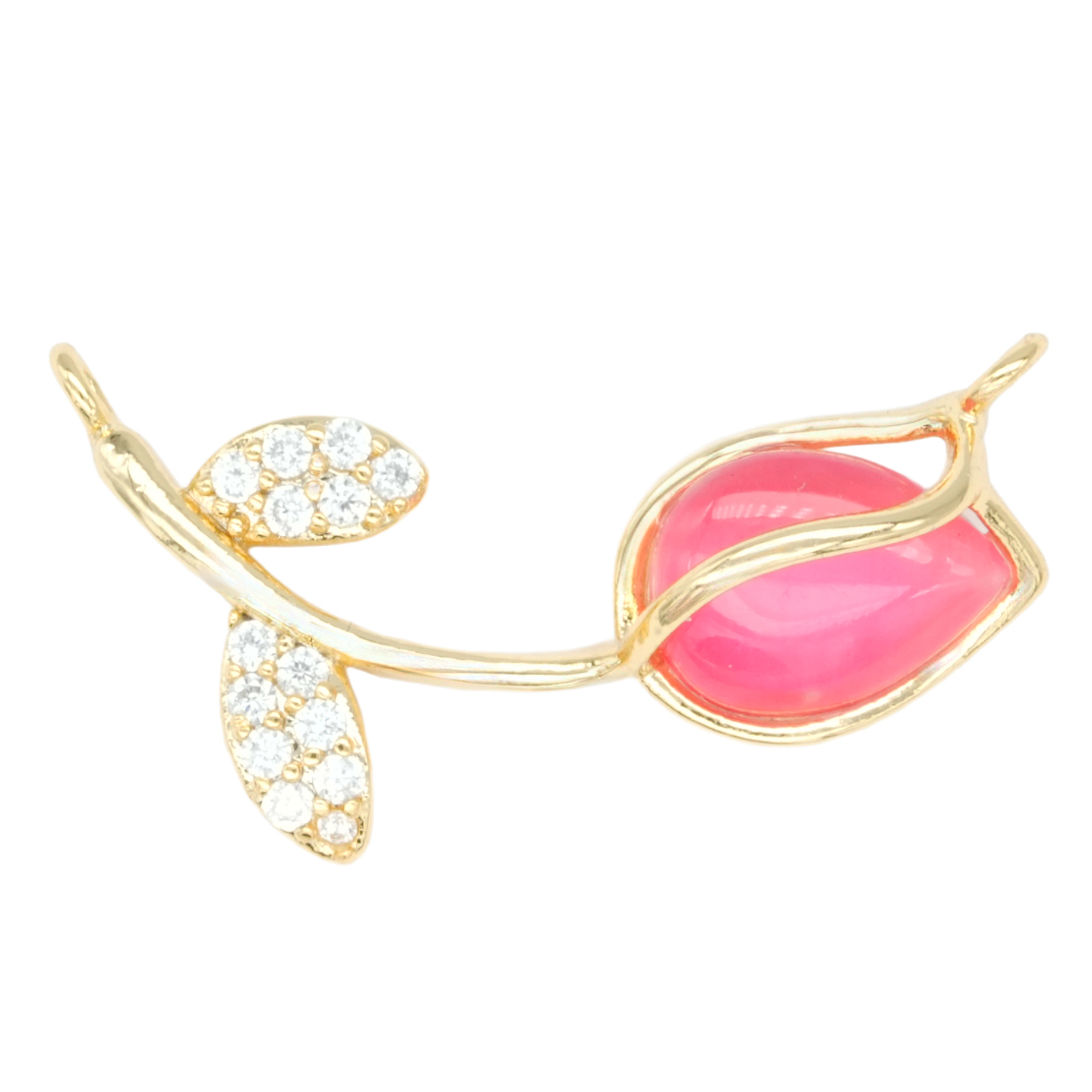 RODIO DORADO CENTRO TULIPAN ROSADO ZIRCON 23*11MM 1