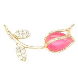 RODIO DORADO CENTRO TULIPAN ROSADO ZIRCON 23*11MM