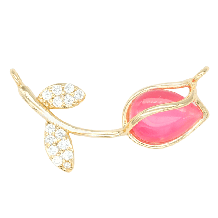 RODIO DORADO CENTRO TULIPAN ROSADO ZIRCON 23*11MM 1