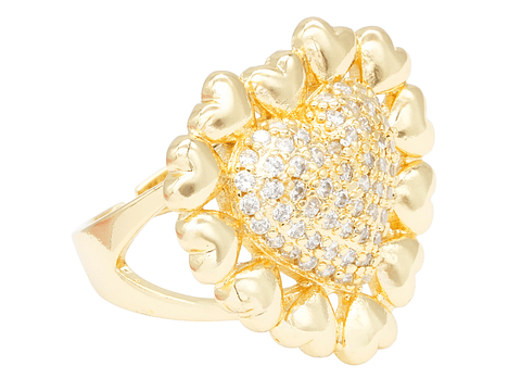 RODIO DORADO ANILLO CORAZON AJUSTABLE ZIRCON 20MM