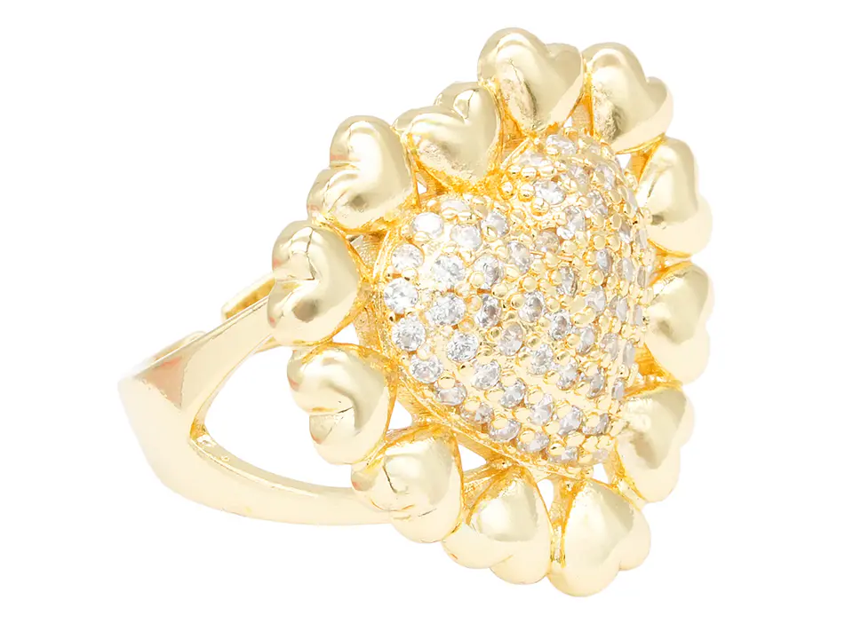 RODIO DORADO ANILLO CORAZON AJUSTABLE ZIRCON 20MM 1