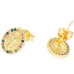 RODIO DORADO TOPO VIRGEN GUADALUPE OVALADO ZIRCON MIX 10*8MM