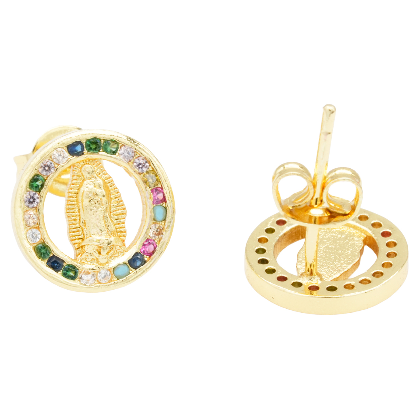 RODIO DORADO TOPO VIRGEN GUADALUPE REDONDO ZIRCON MIX 10MM 1