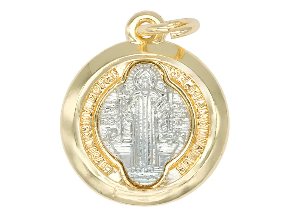 RODIO DORADO DIJE SAN BENITO PLATEADO 14MM 1