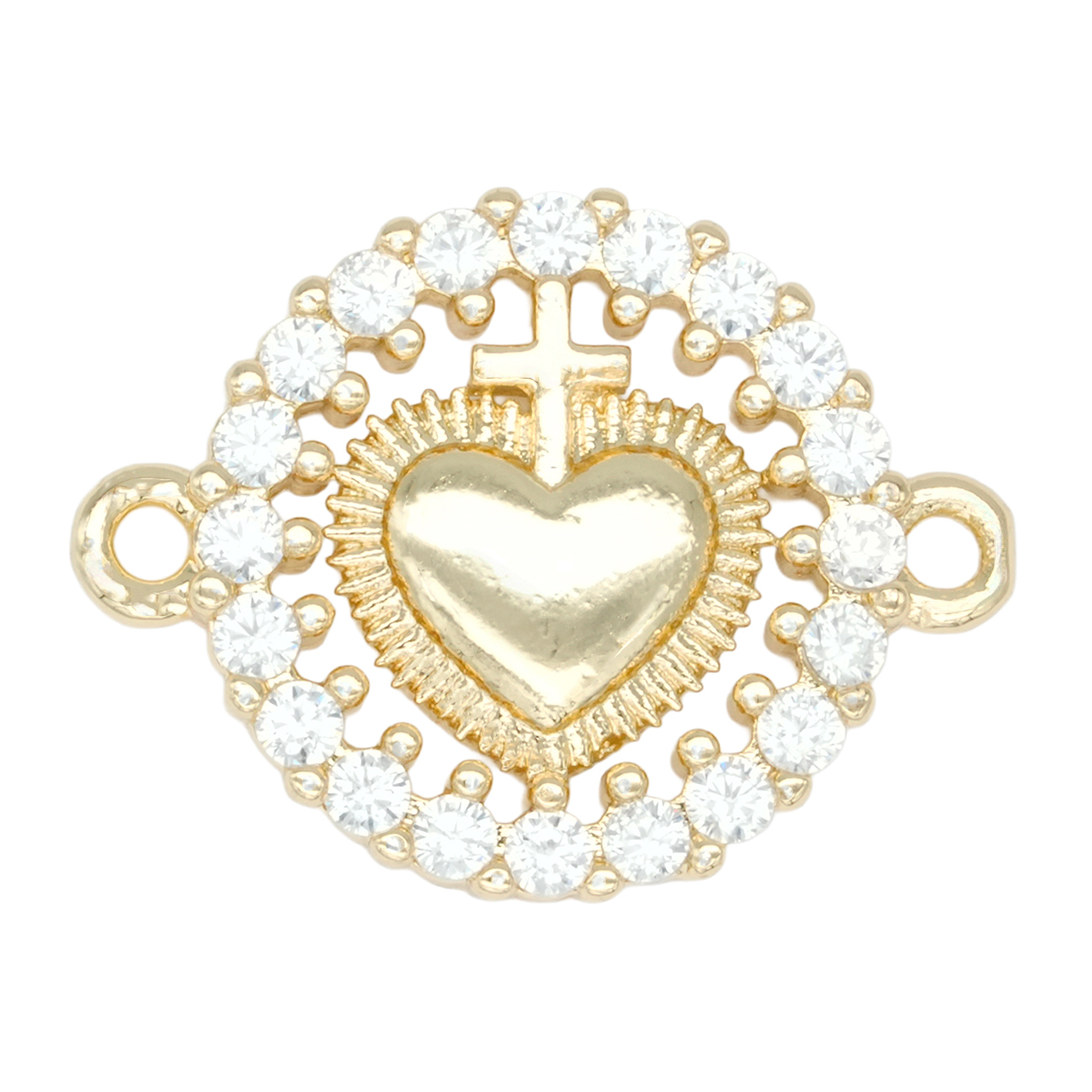 RODIO DORADO CENTRO CORAZON CRUZ ZIRCON 15*19MM 1