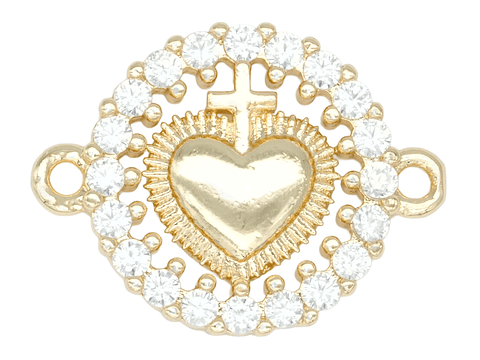 RODIO DORADO CENTRO CORAZON CRUZ ZIRCON 15*19MM