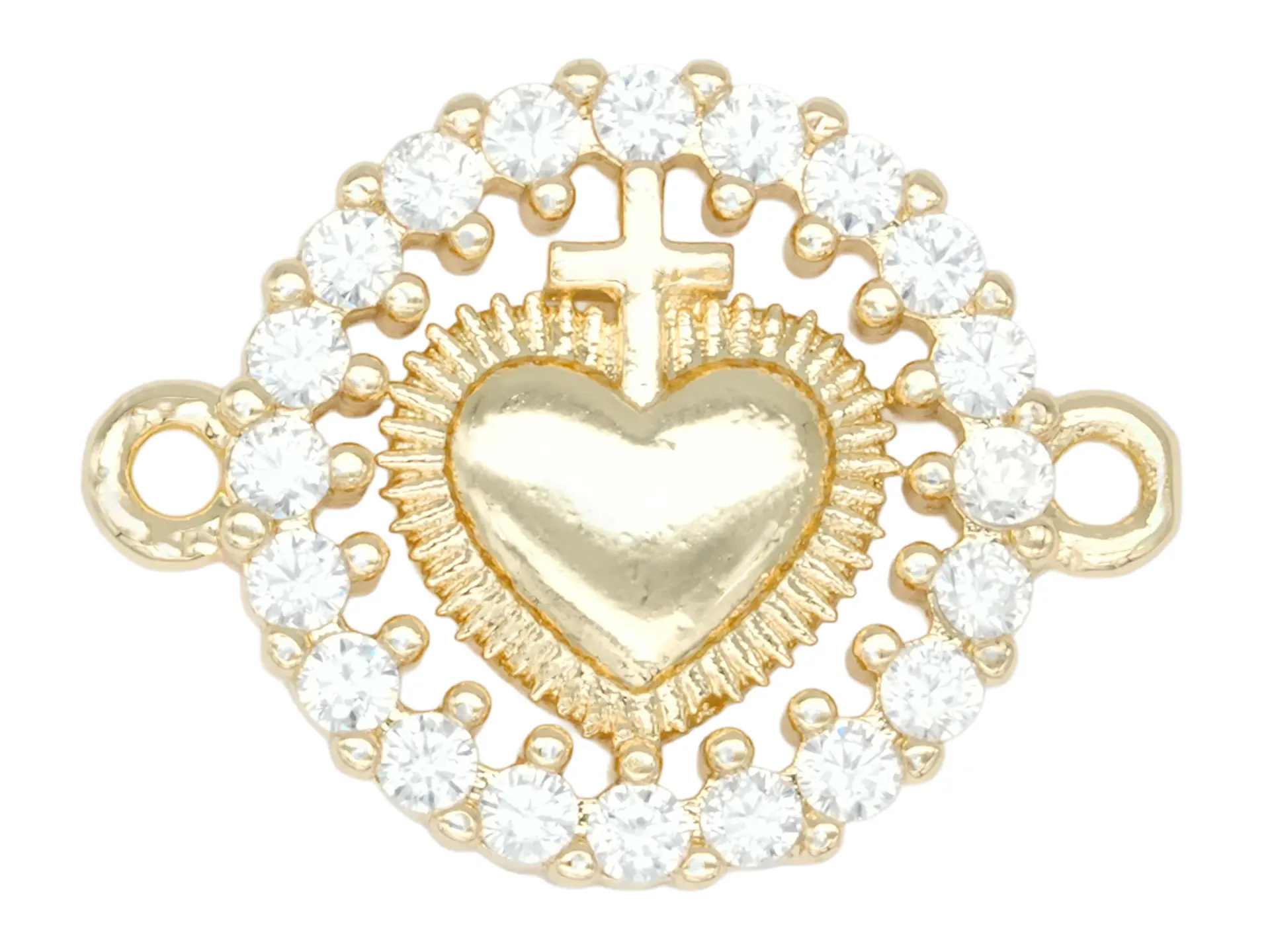 RODIO DORADO CENTRO CORAZON CRUZ ZIRCON 15*19MM 1