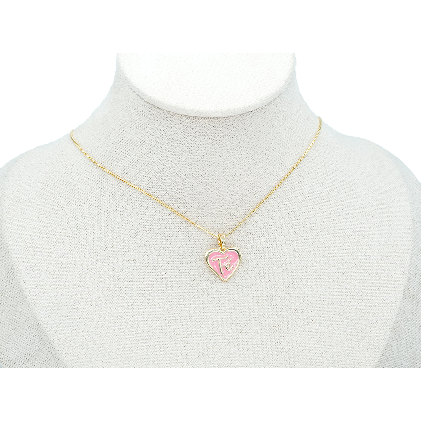 RODIO DORADO DIJE CORAZON FE FUCSIA 14*15MM 2