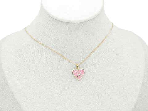 RODIO DORADO DIJE CORAZON FE FUCSIA 14*15MM