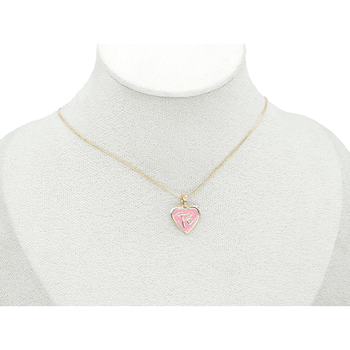 RODIO DORADO DIJE CORAZON FE FUCSIA 14*15MM 2