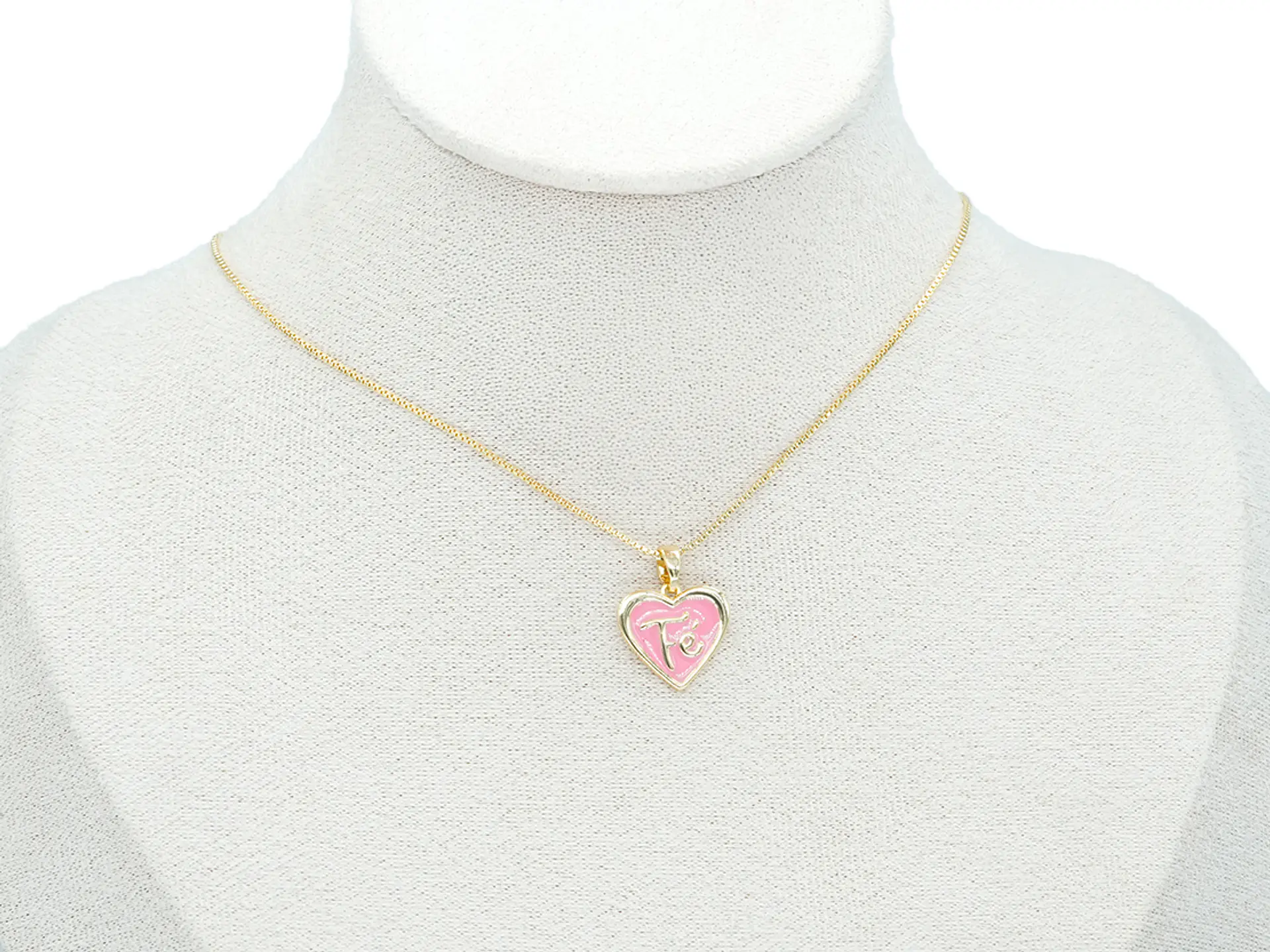 RODIO DORADO DIJE CORAZON FE FUCSIA 14*15MM 2