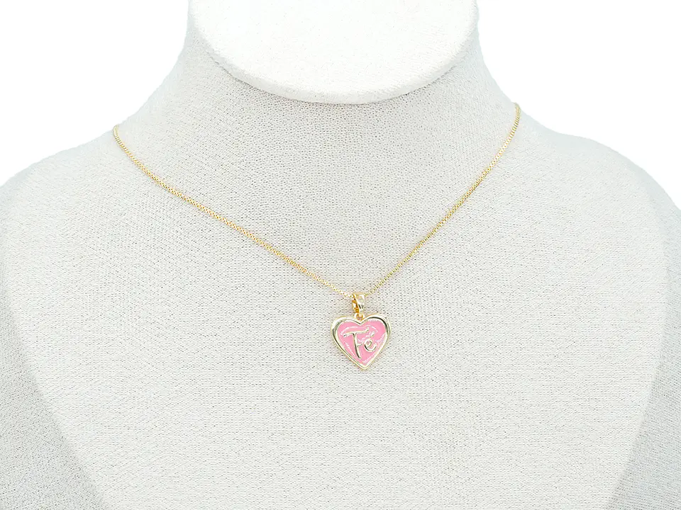 RODIO DORADO DIJE CORAZON FE FUCSIA 14*15MM 2