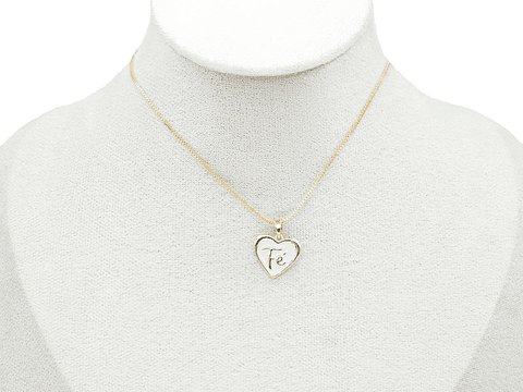 RODIO DORADO DIJE CORAZON FE ROSADO 14*15MM