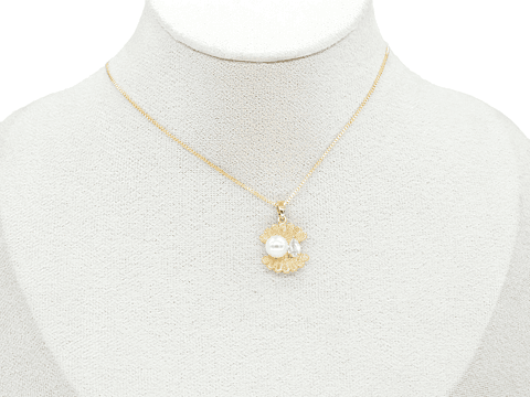 RODIO DORADO DIJE CONCHA ABIERTA PERLA ZIRCON 18*15MM