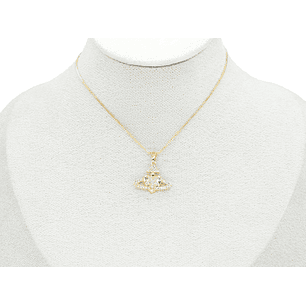 RODIO DORADO DIJE CORAZON CELESTIAL ZIRCON 18*20MM